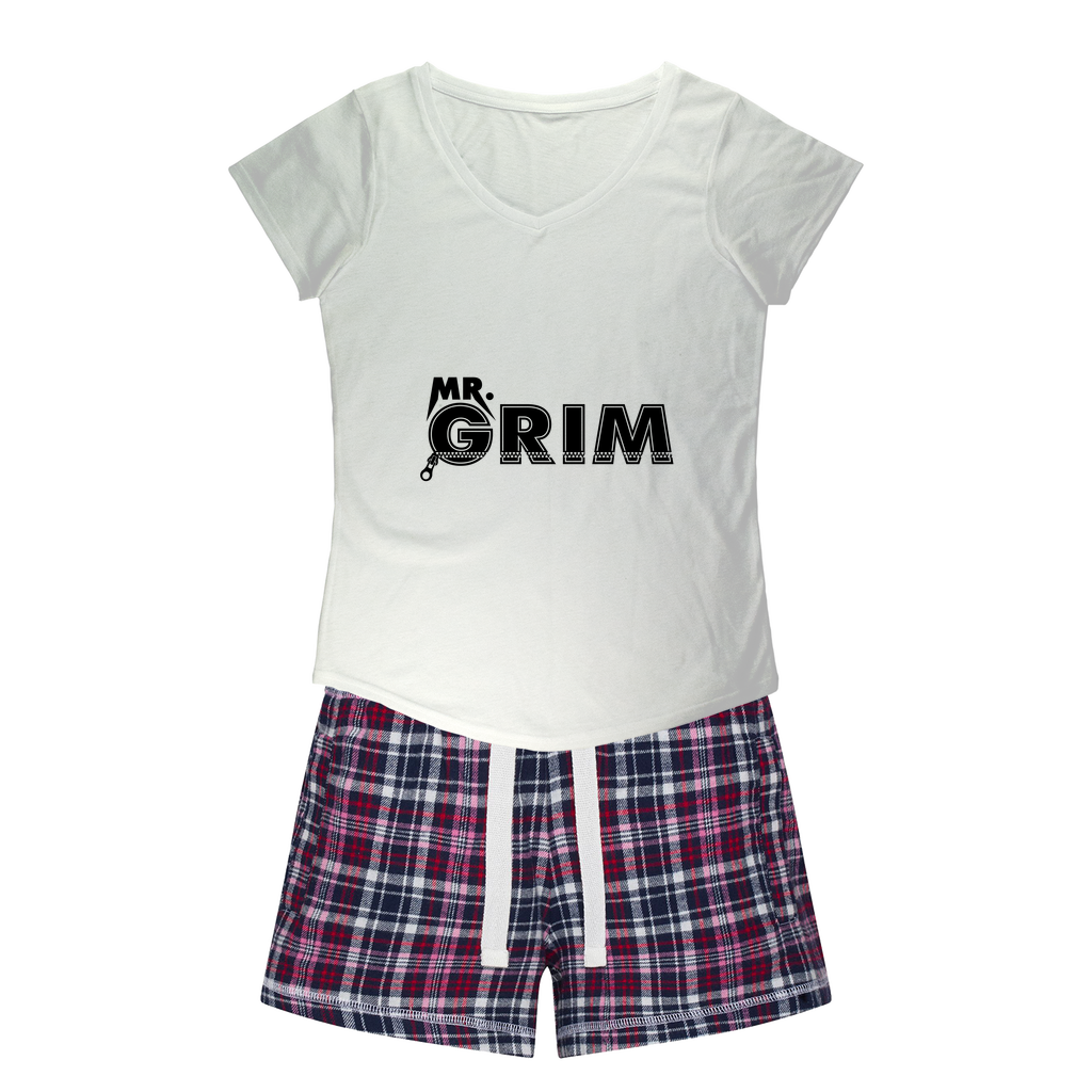 MR. Grim "Zipped Up" Women's Pajamas w/ Flannel Shorts