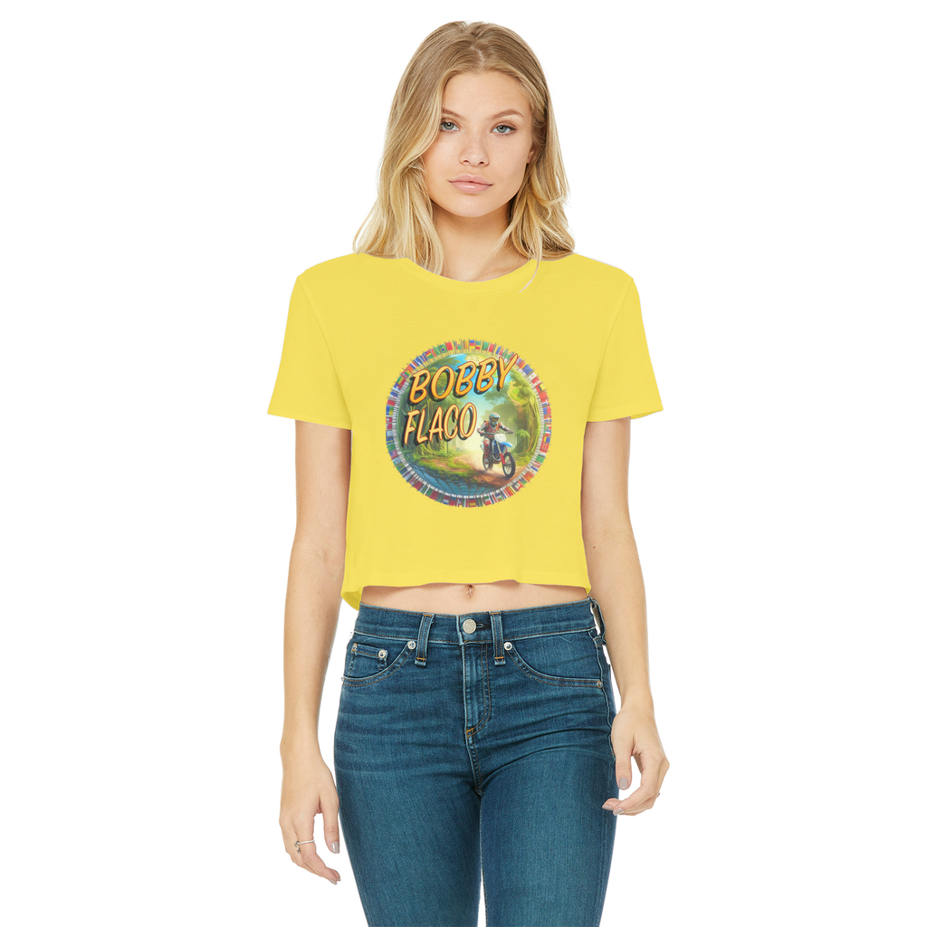 "Bike the World" Bobby Flaco - USaA Women's Wear Crop Top