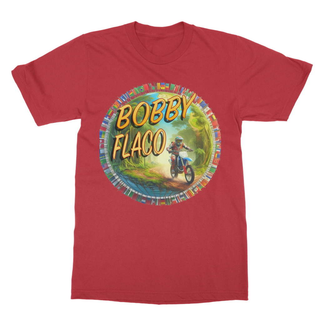 "Bike the World" Bobby Flaco - USaA Unisex Heavy Cotton Tee