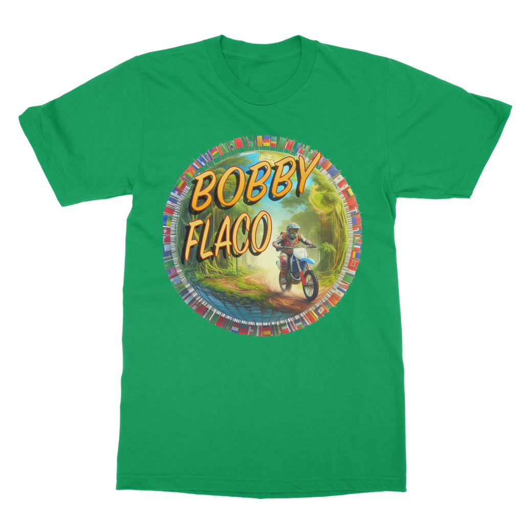 "Bike the World" Bobby Flaco - USaA Unisex Heavy Cotton Tee