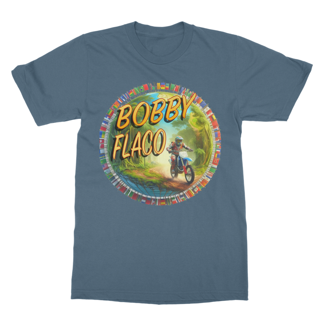 "Bike the World" Bobby Flaco - USaA Unisex Heavy Cotton Tee
