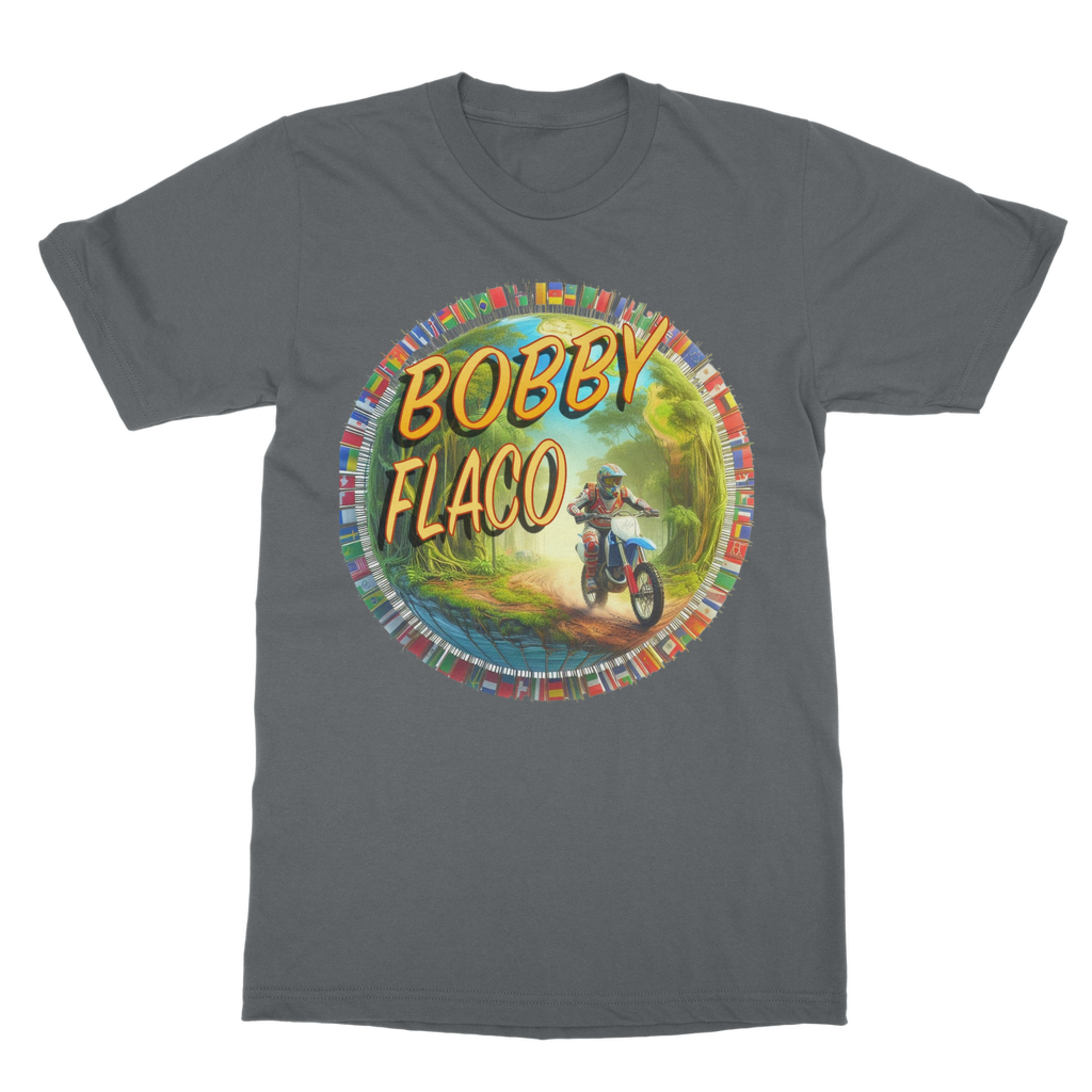 "Bike the World" Bobby Flaco - USaA Unisex Heavy Cotton Tee
