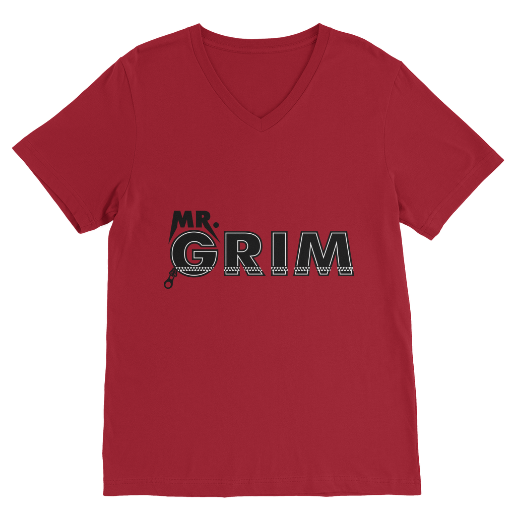 MR. Grim "Zipped Up" Unisex V Neck Tee