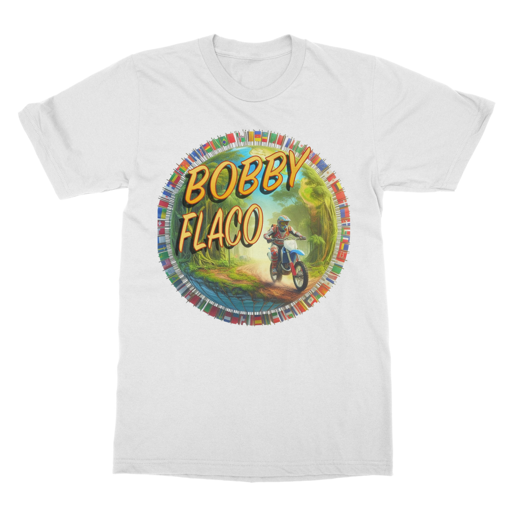 "Bike the World" Bobby Flaco - USaA Unisex Heavy Cotton Tee