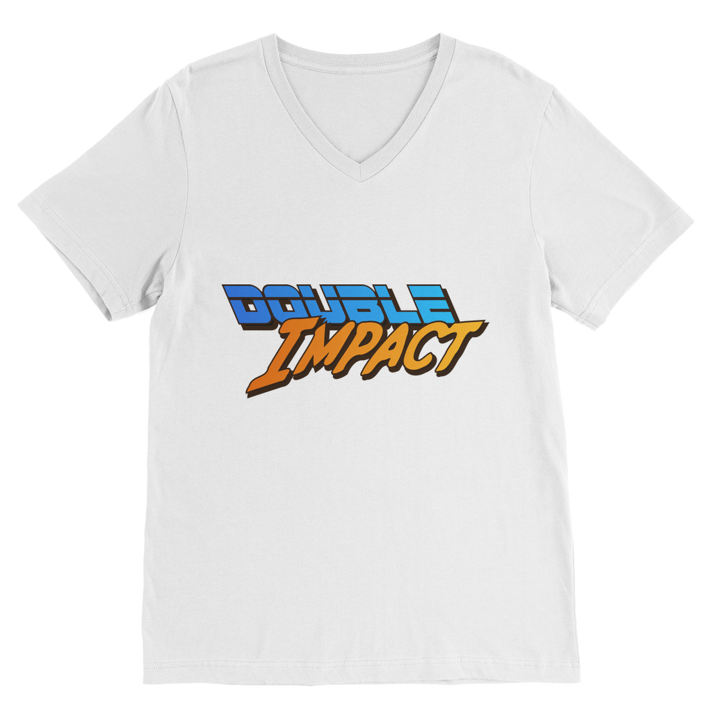 Double Impact (USA) Blue and Orange V Neck Tee