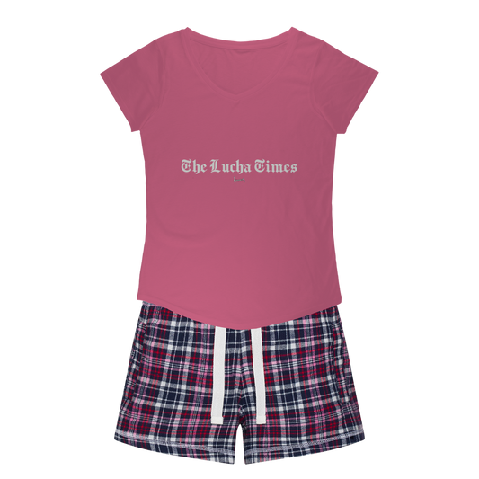 Lucha Times (White) Women's Pajamas w/ Flannel Shorts
