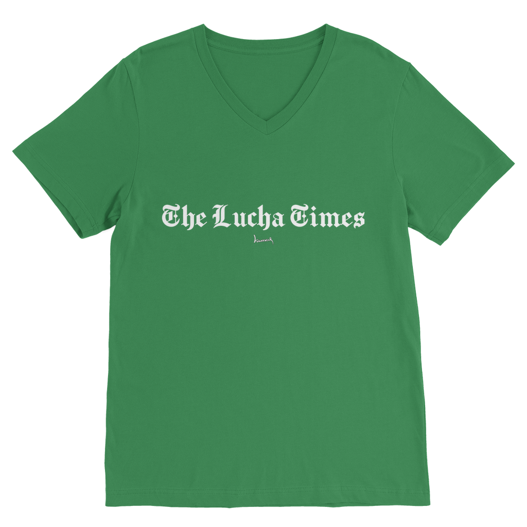 Lucha Times (White) V Neck Tee