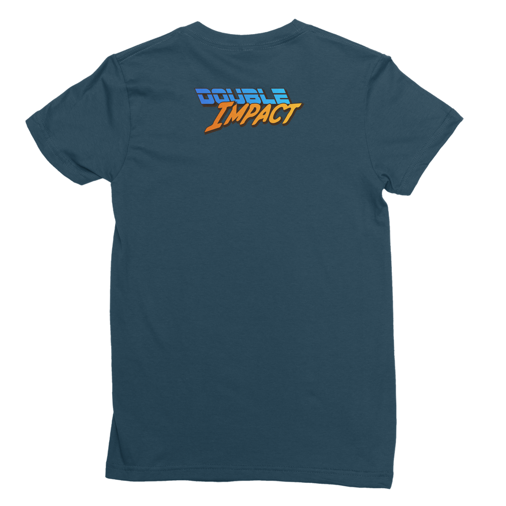 Double Impact (USA) Blue and Orange Women's Wear T-Shirt