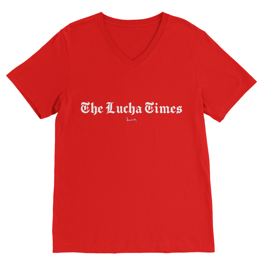 Lucha Times (White) V Neck Tee