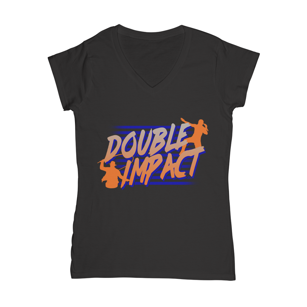 Double Impact (USA) "Logo" Women's Wear V-Neck T-Shirt