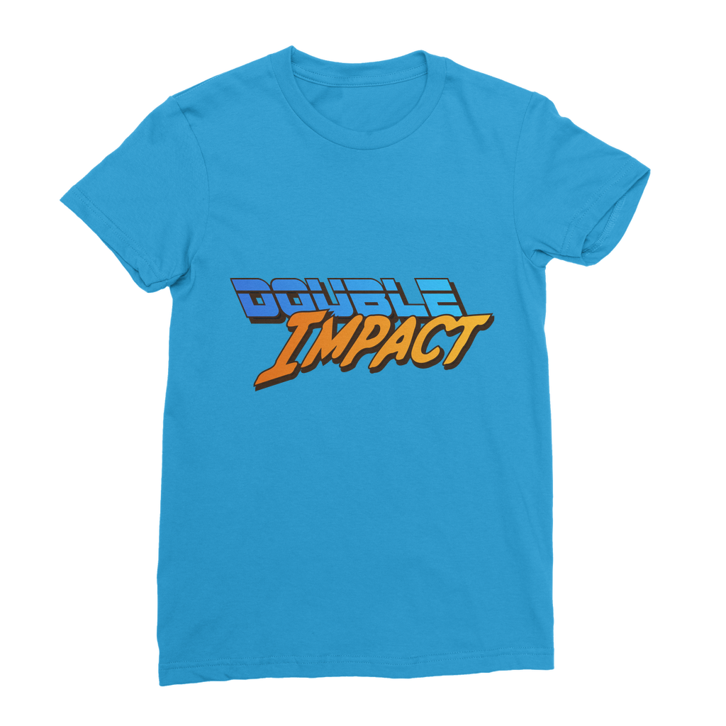 Double Impact (USA) Blue and Orange Women's Wear T-Shirt