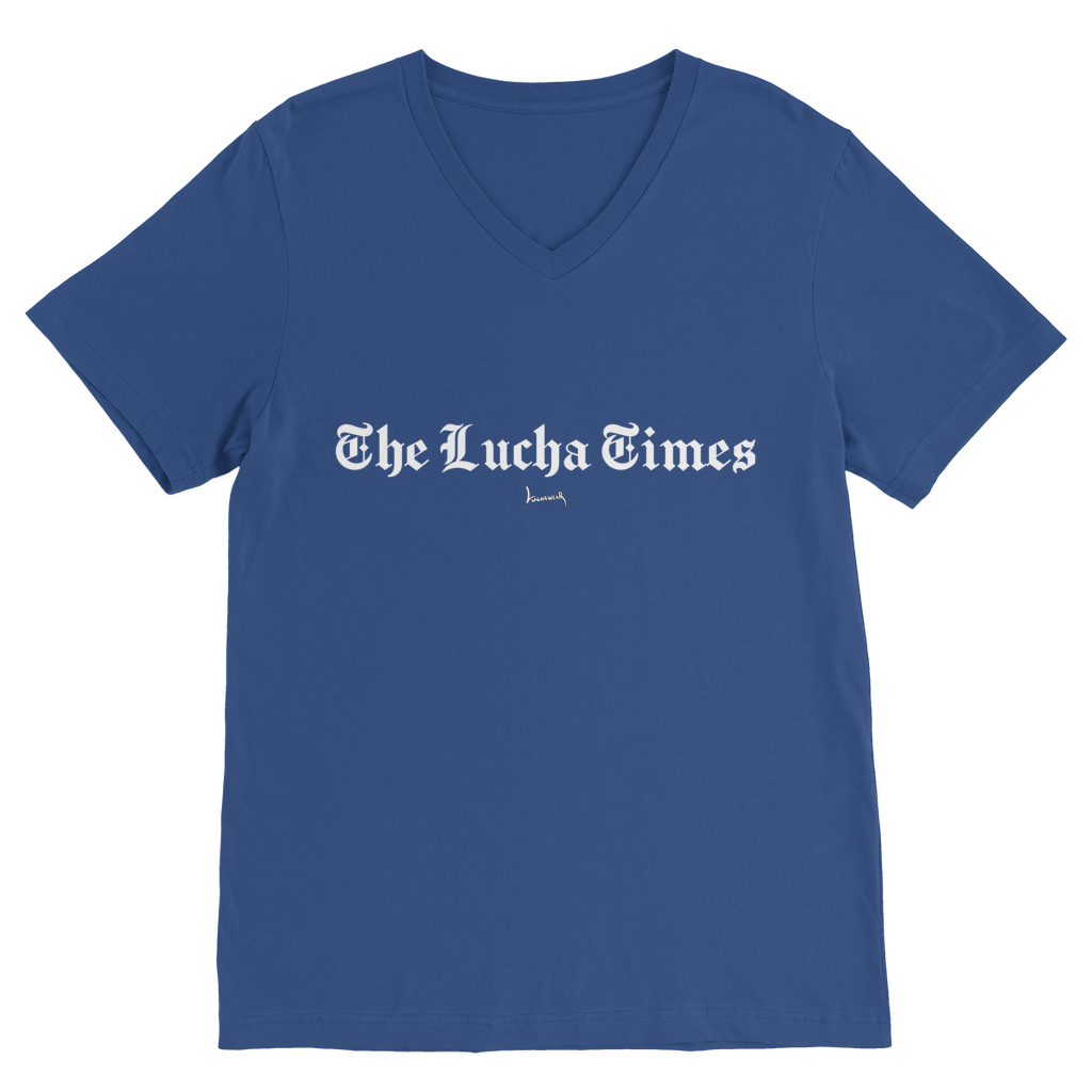 Lucha Times (White) V Neck Tee