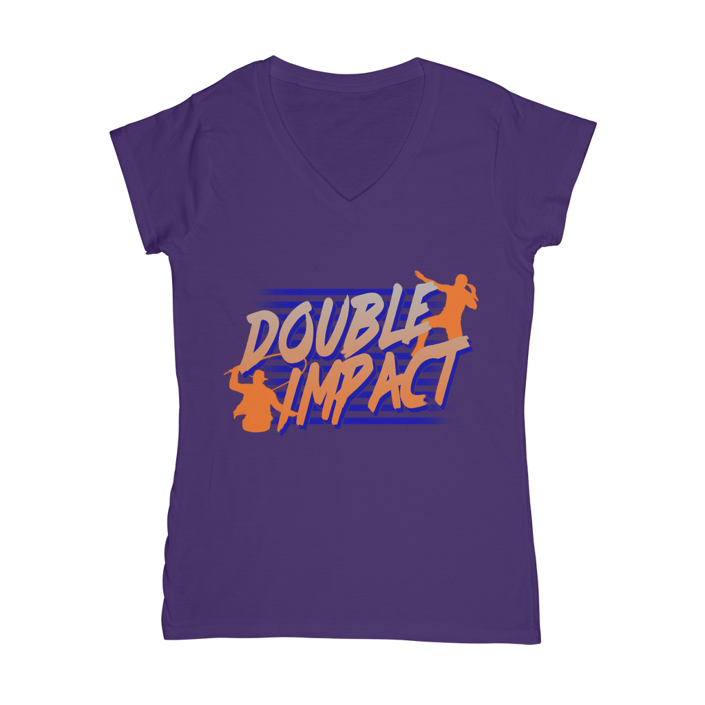 Double Impact (USA) "Logo" Women's Wear V-Neck T-Shirt