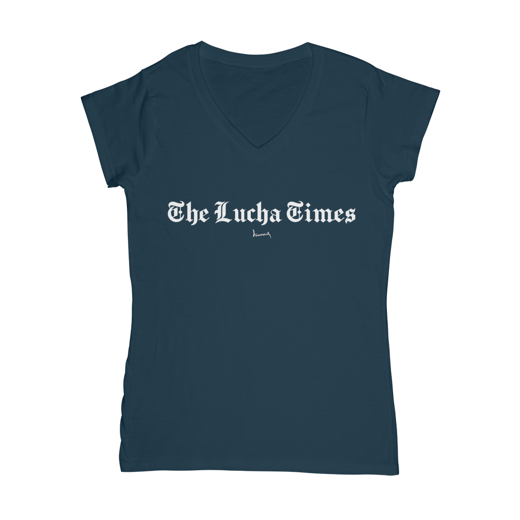 Lucha Times (White) Women's Wear V-Neck T-Shirt