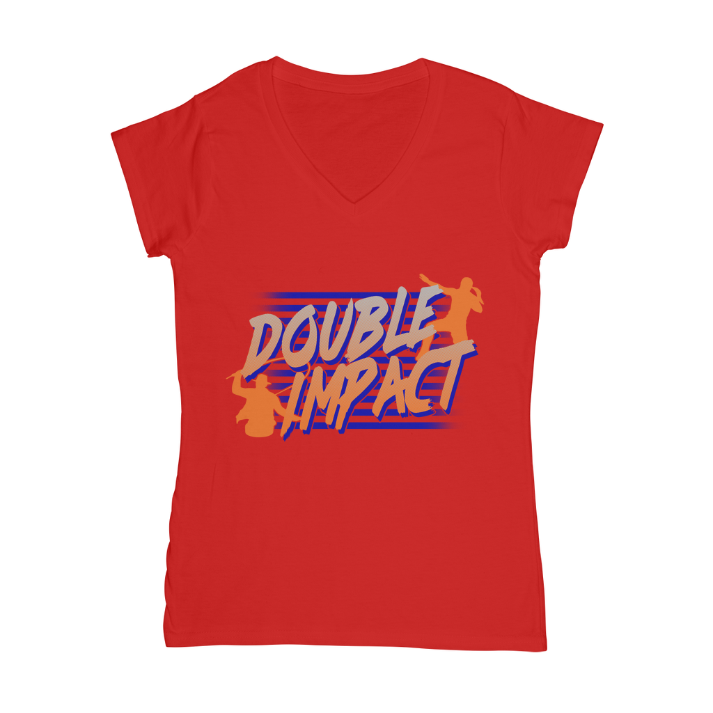 Double Impact (USA) "Logo" Women's Wear V-Neck T-Shirt