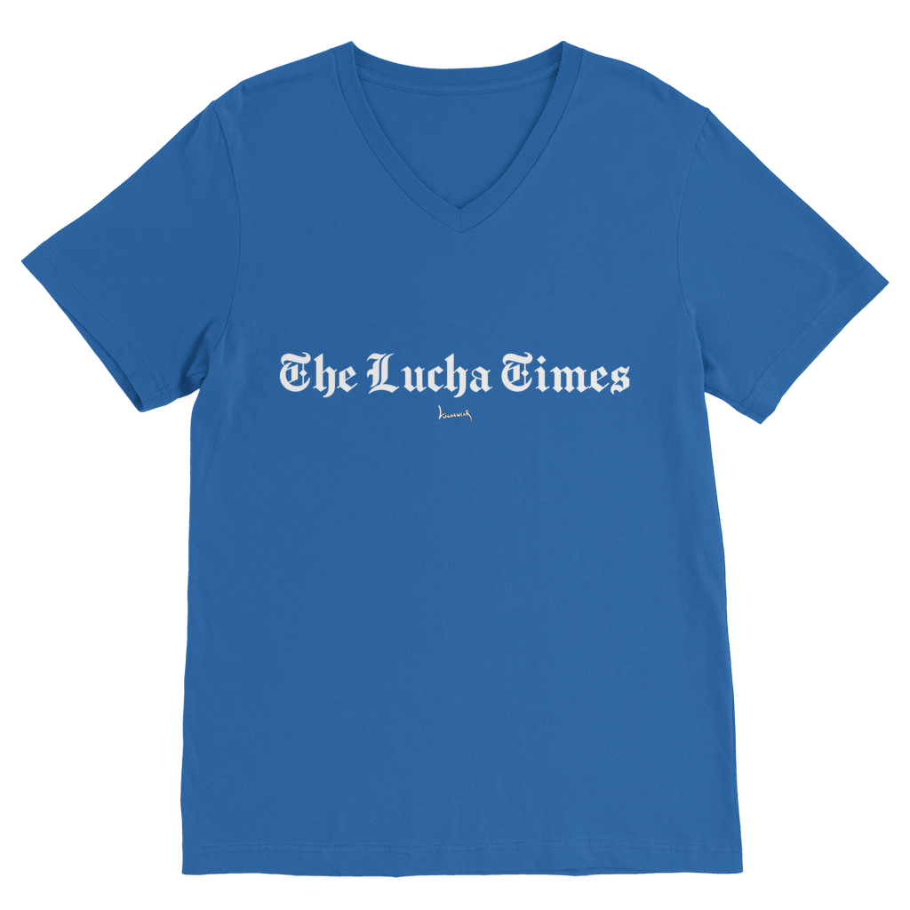 Lucha Times (White) Unisex V Neck Tee