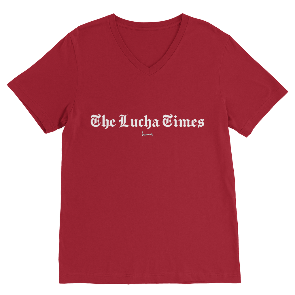 Lucha Times (White) Unisex V Neck Tee