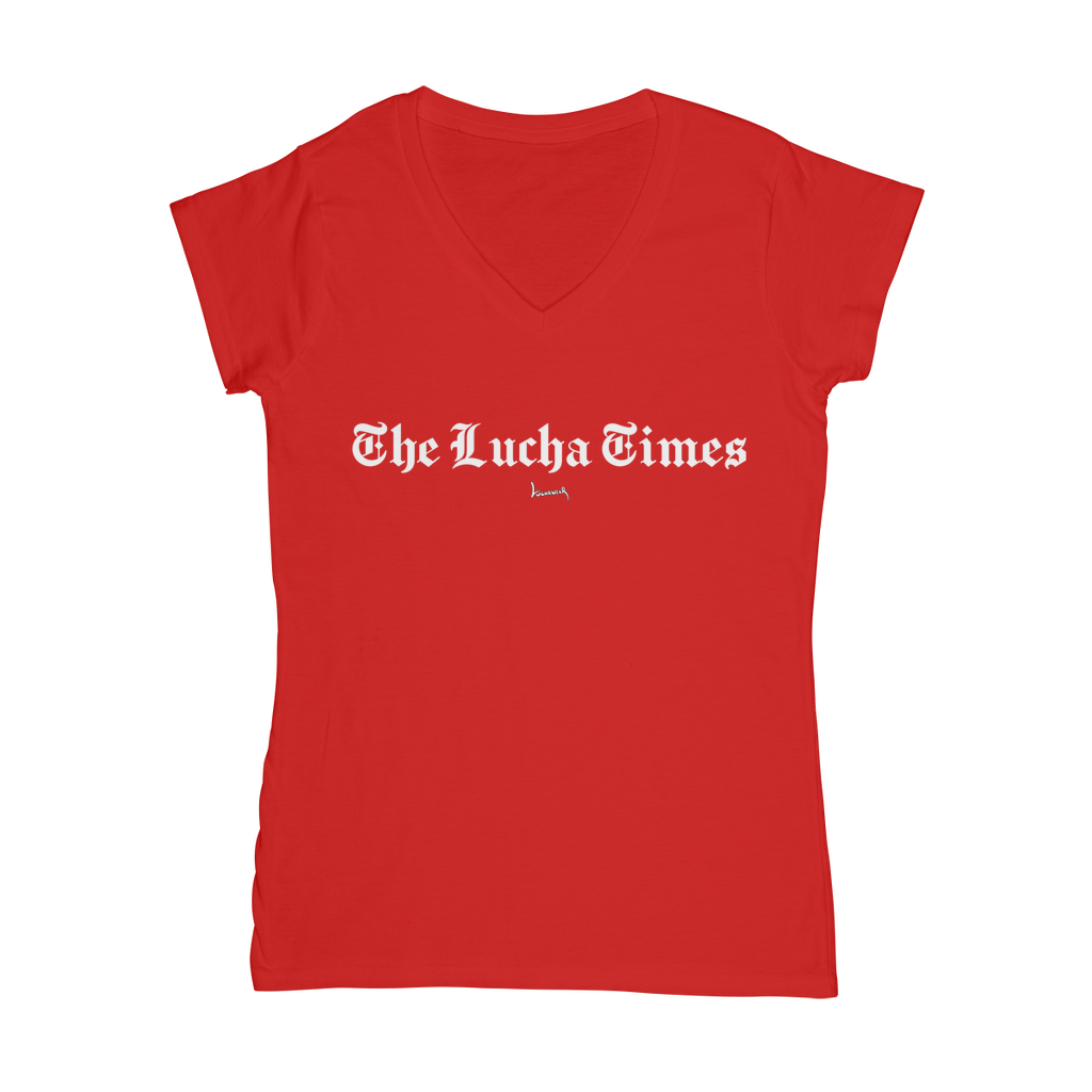 Lucha Times (White) Women's Wear V-Neck T-Shirt