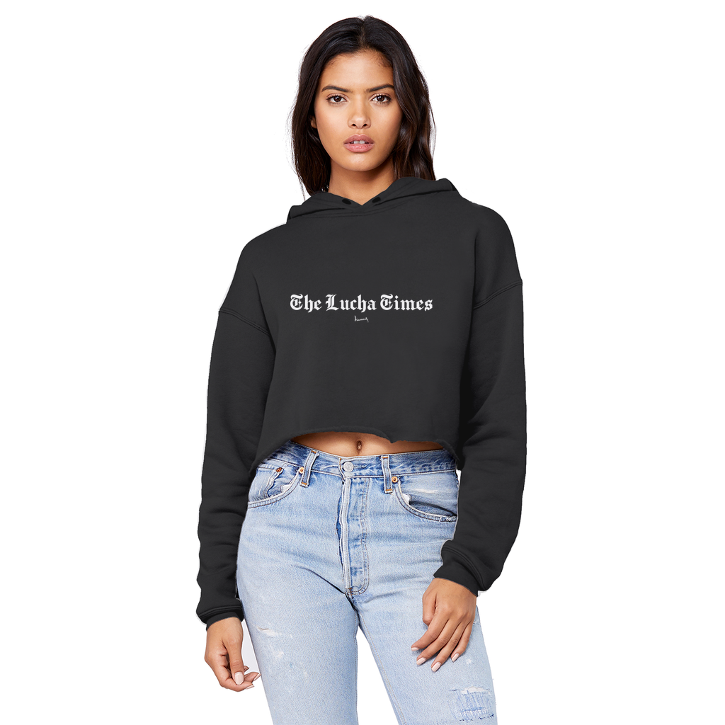 Lucha Times (White) Unisex Crop Top Boyfriend Hoodie