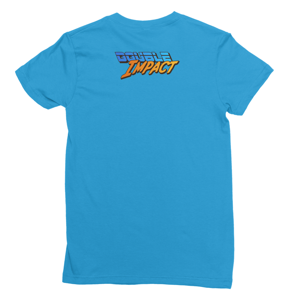 Double Impact (USA) Blue and Orange Women's Wear T-Shirt