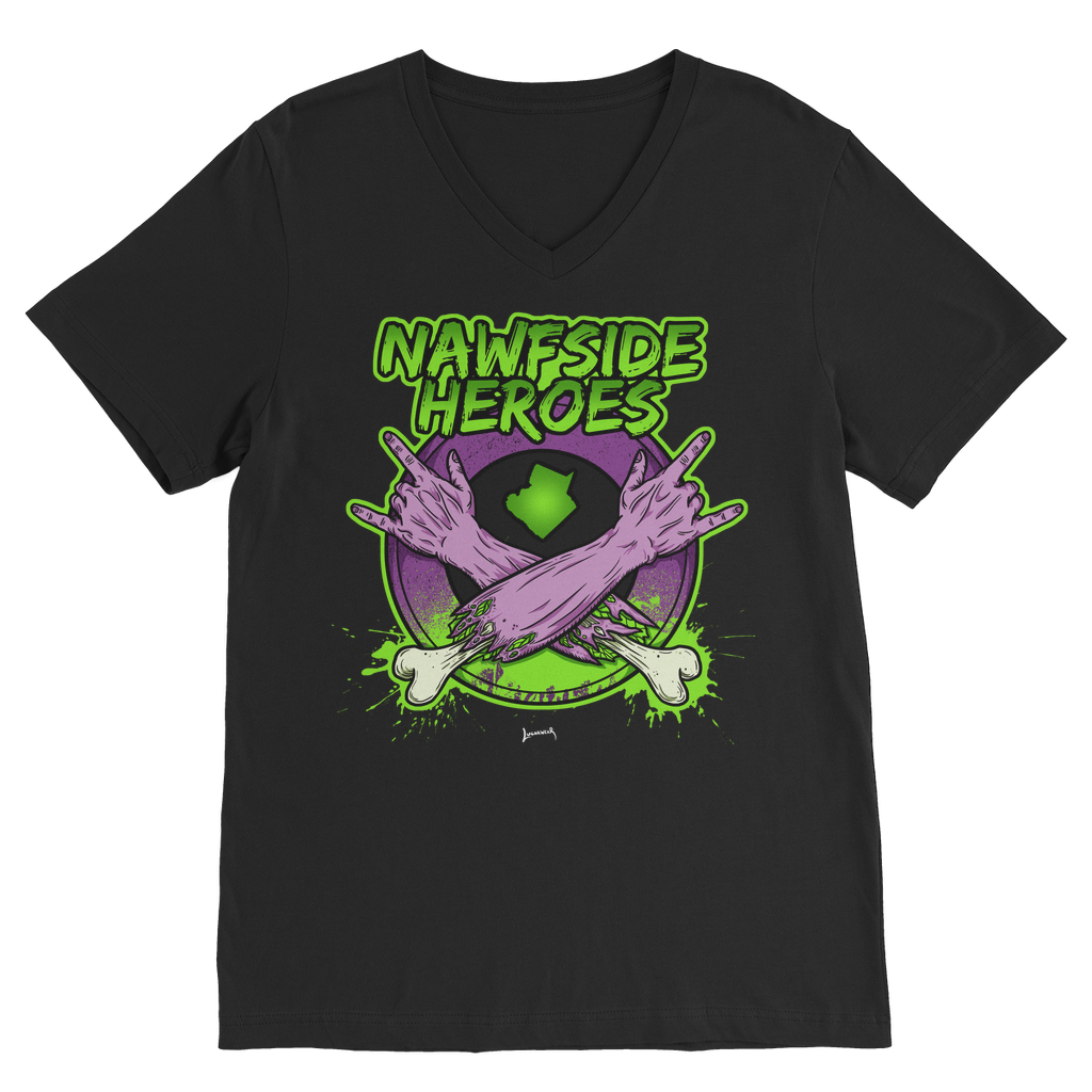 Nawfside Heroes (USA) "Coat of Arms" V Neck Tee