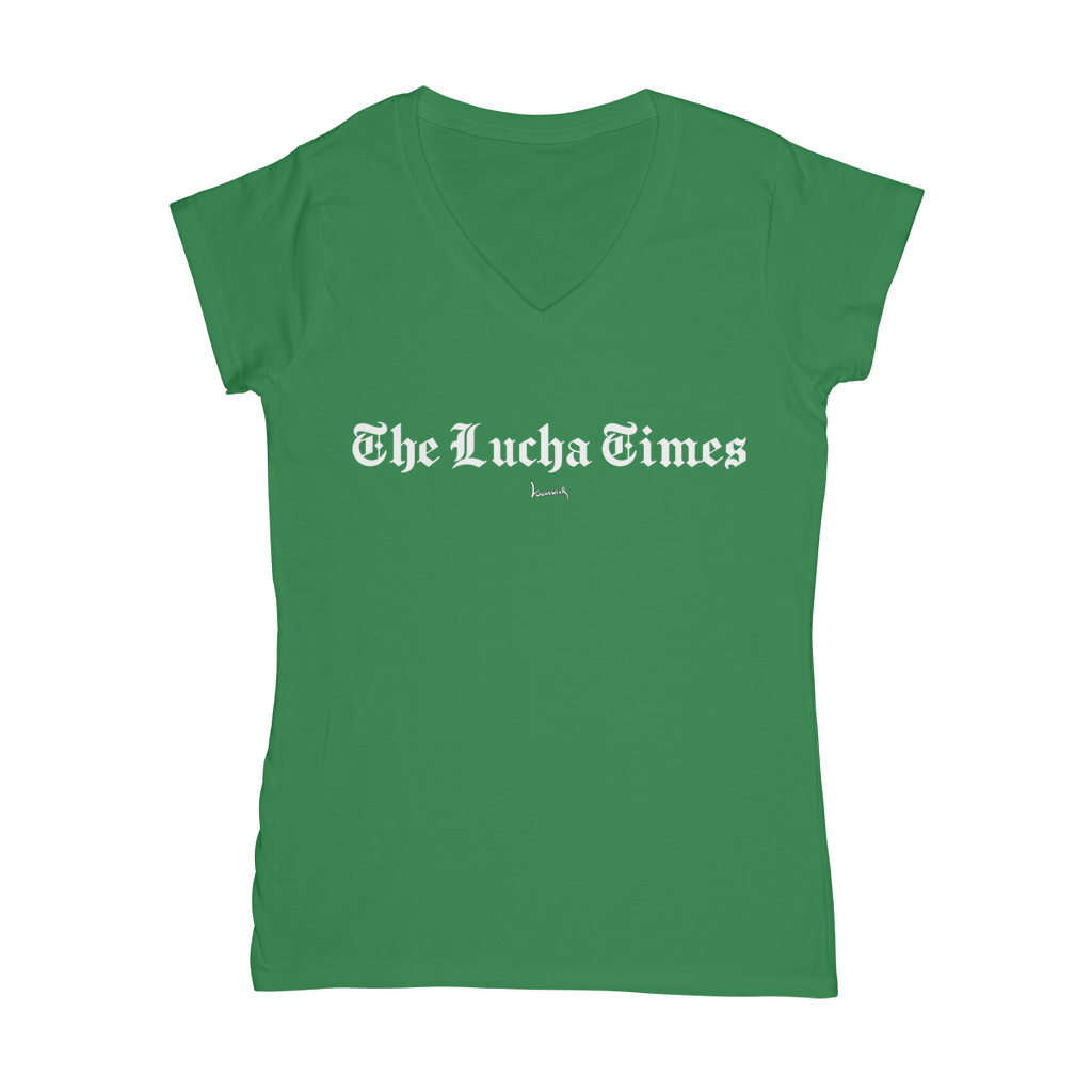 Lucha Times (White) Women's Wear V-Neck T-Shirt