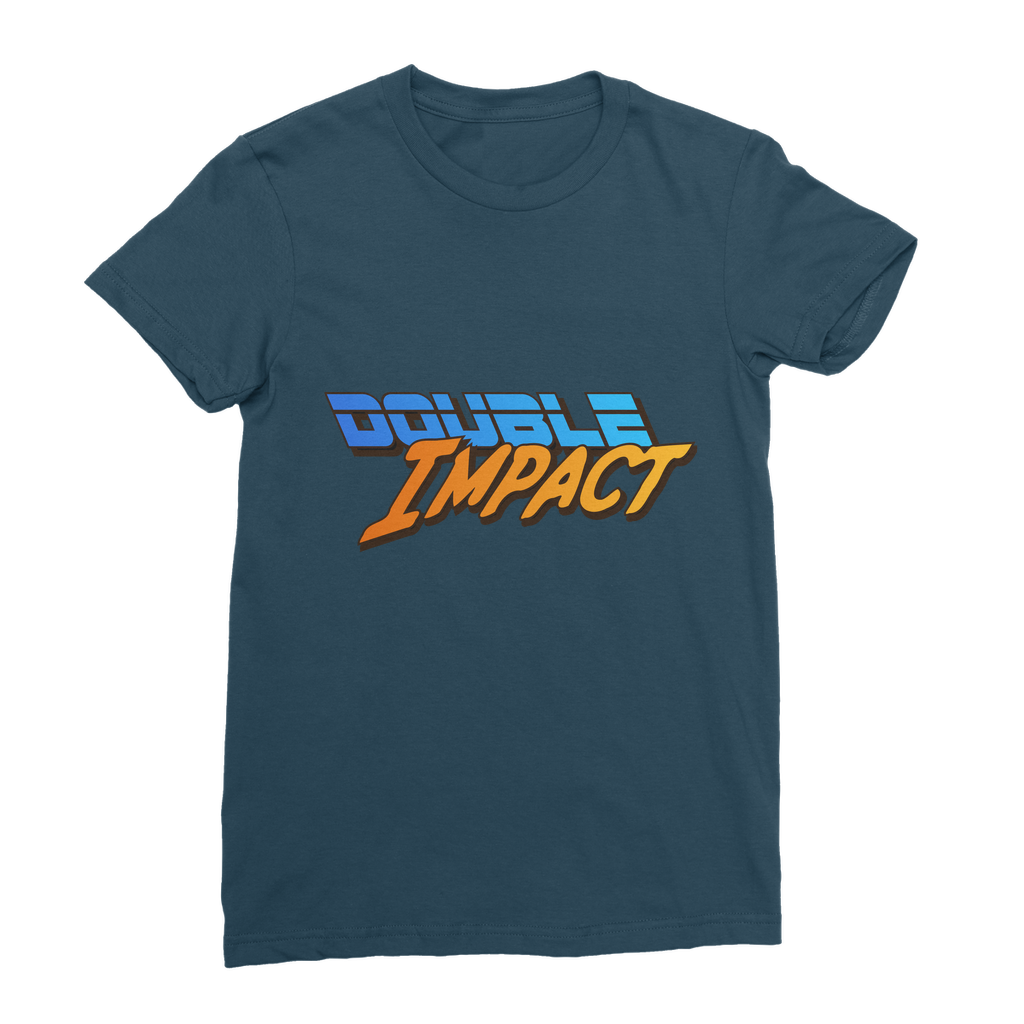 Double Impact (USA) Blue and Orange Women's Wear T-Shirt