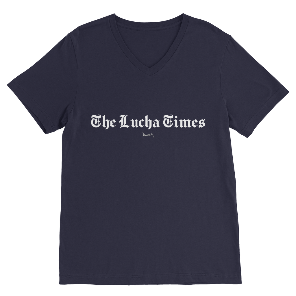 Lucha Times (White) V Neck Tee