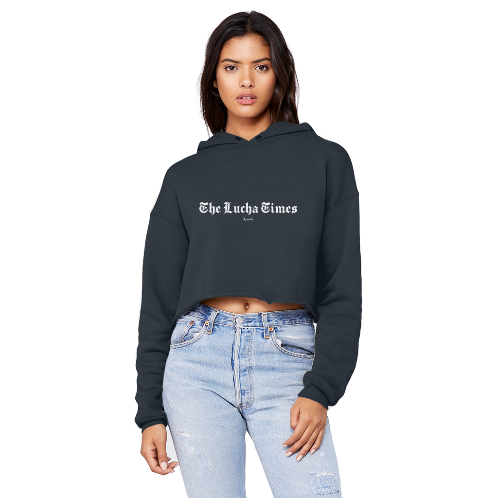 Lucha Times (White) Unisex Crop Top Boyfriend Hoodie