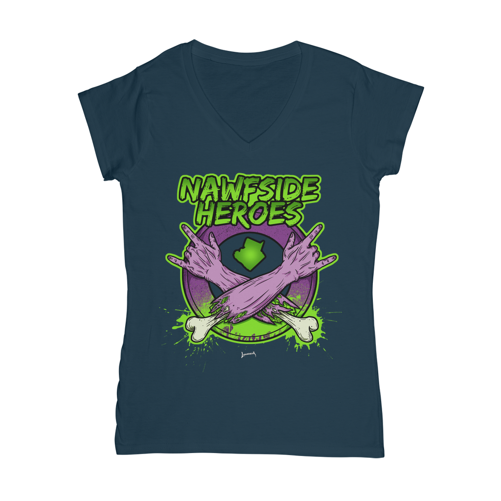 Nawfside Heroes (USA) "Coat of Arms" Women's Wear V-Neck T-Shirt