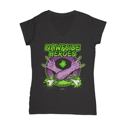 Nawfside Heroes (USA) "Coat of Arms" Women's Wear V-Neck T-Shirt