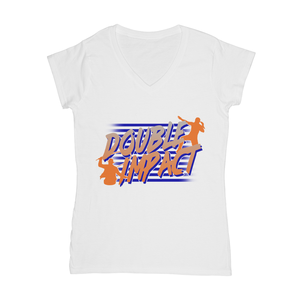 Double Impact (USA) "Logo" Women's Wear V-Neck T-Shirt